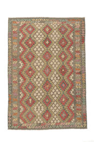  205X291 Kilim Afghan Old Style Rug Brown/Dark Red Afghanistan Carpetvista