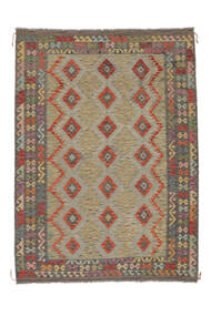  208X287 Kelim Afghan Old Style Vloerkleed Bruin/Donker Geel Afghanistan Carpetvista