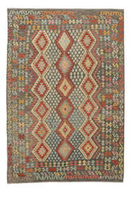  Kilim Afghan Old Style Tapis 201X294 De Laine Marron/Jaune Foncé Carpetvista