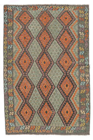  Kilim Afghan Old Style Rug 207X306 Brown/Dark Green Carpetvista
