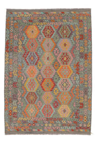 Kelim Afghan Old Stil Teppich 207X296 Braun/Dunkelgelb Wolle, Afghanistan Carpetvista