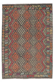 絨毯 キリム アフガン オールド スタイル 200X290 茶色/ブラック (ウール, アフガニスタン)