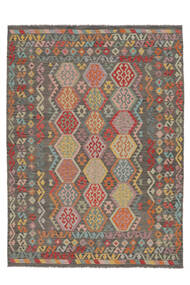 Kelim Afghan Old Stil Teppich 202X278 Braun/Dunkelrot Wolle, Afghanistan Carpetvista