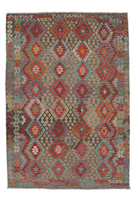 Kelim Afghan Old Style Teppe 209X297 Brun/Mørk Rød Ull, Afghanistan Carpetvista