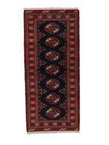  Orientalischer Turkaman Teppich 86X194 Läufer Schwarz/Dunkelrot Wolle, Persien/Iran Carpetvista