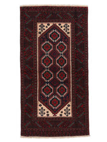 絨毯 バルーチ 95X182 ブラック/ダークレッド (ウール, ペルシャ/イラン)