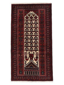 100X189 Dywan Orientalny Beludż Czarny/Ciemnoczerwony (Wełna, Persja/Iran)