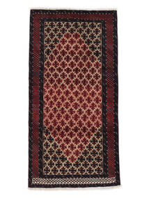 Orientalsk Beluch Tæppe 102X198 Sort/Mørkerød Uld, Persien/Iran Carpetvista