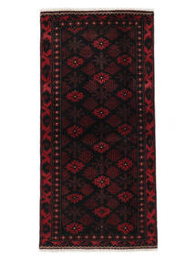 絨毯 バルーチ 94X194 ブラック/ダークレッド (ウール, ペルシャ/イラン)