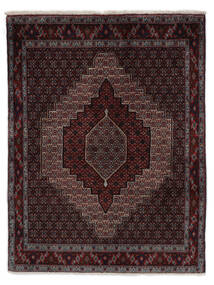 124X162 Alfombra Senneh Fine Oriental Negro/Rojo Oscuro (Lana, Persia/Irán) Carpetvista