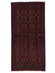 100X204 Belutsch Teppich Orientalischer Schwarz/Dunkelrot (Wolle, Persien/Iran) Carpetvista