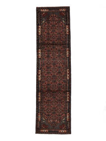絨毯 ハマダン 87X312 廊下 カーペット ブラック (ウール, ペルシャ/イラン)
