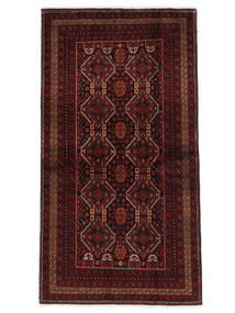Belutsch Teppich 109X203 Schwarz/Dunkelrot Wolle, Persien/Iran Carpetvista