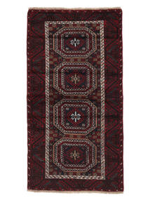 絨毯 バルーチ 99X191 ブラック/ダークレッド (ウール, ペルシャ/イラン)