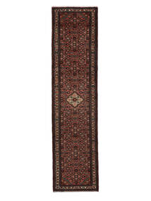 絨毯 ハマダン 80X327 廊下 カーペット ブラック/ダークレッド (ウール, ペルシャ/イラン)