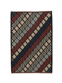 絨毯 ペルシャ キリム ファーシュ 205X303 ブラック/茶色 (ウール, ペルシャ/イラン)