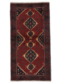 絨毯 バルーチ 96X186 ブラック/ダークレッド (ウール, ペルシャ/イラン)