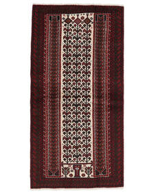 Persischer Belutsch Teppich 103X204 Schwarz/Dunkelrot (Wolle, Persien/Iran)
