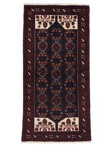 絨毯 バルーチ 102X208 ブラック (ウール, ペルシャ/イラン)