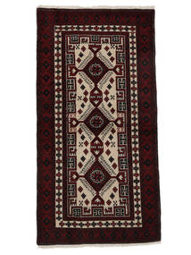  Orientalischer Belutsch Teppich 97X192 Schwarz/Braun Wolle, Persien/Iran Carpetvista