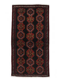  Persischer Belutsch Teppich 98X182 Schwarz/Dunkelrot (Wolle, Persien/Iran)
