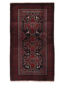 Belutsch Teppich 107X189 Schwarz/Dunkelrot Wolle, Persien/Iran Carpetvista