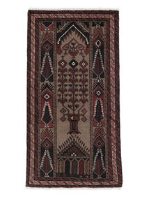 絨毯 バルーチ 98X184 黒/茶 (ウール, ペルシャ/イラン)