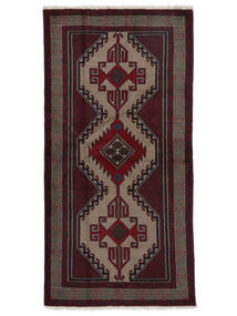 Belutsch Teppich 101X204 Schwarz/Braun (Wolle, Persien/Iran)