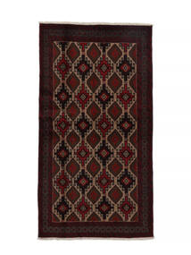 絨毯 バルーチ 102X190 ブラック/茶色 (ウール, ペルシャ/イラン)