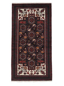 絨毯 バルーチ 100X193 ブラック/ダークレッド (ウール, ペルシャ/イラン)