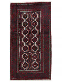 Dywan Perski Beludż 95X179 Czarny/Ciemnoczerwony (Wełna, Persja/Iran)