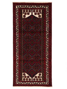 絨毯 バルーチ 95X207 ブラック/ダークレッド (ウール, ペルシャ/イラン)