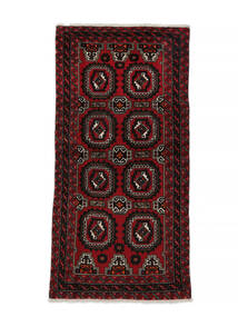 絨毯 バルーチ 100X201 ブラック/ダークレッド (ウール, ペルシャ/イラン)