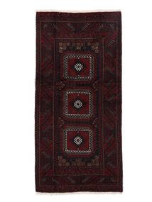絨毯 バルーチ 91X190 ブラック (ウール, ペルシャ/イラン)