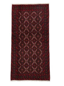89X176 絨毯 オリエンタル バルーチ 廊下 カーペット ブラック/ダークレッド (ウール, ペルシャ/イラン) Carpetvista