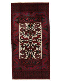 93X188 絨毯 オリエンタル バルーチ 廊下 カーペット ブラック/ダークレッド (ウール, ペルシャ/イラン) Carpetvista