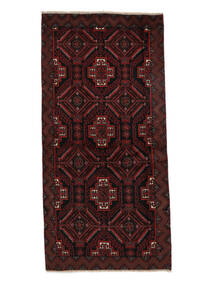  Persischer Belutsch Teppich 94X195 Läufer Schwarz/Dunkelrot (Wolle, Persien/Iran)