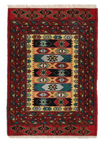  Turkaman Szőnyeg 84X118 Perzsa Gyapjúszőnyeg Fekete/Sötétpiros Kicsi Carpetvista