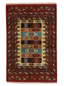 絨毯 オリエンタル トルクメン 85X127 ブラック/ダークレッド (ウール, ペルシャ/イラン)
