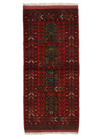 89X191 Turkaman Rug Oriental Runner
 Black/Dark Red (Wool, Persia/Iran) Carpetvista