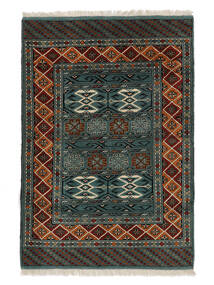 104X148 Turkaman Vloerkleed Zwart/Donkergroen Perzië/Iran Carpetvista