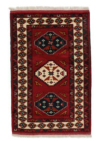 絨毯 オリエンタル トルクメン 85X128 ブラック/ダークレッド (ウール, ペルシャ/イラン)