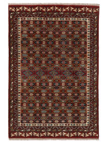  Persian Turkaman Rug 203X296 Black/Dark Red Carpetvista