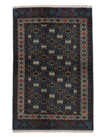  Perzisch Turkaman Vloerkleed 132X196 Zwart/Donkergroen Carpetvista