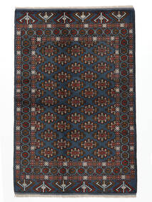 135X203 Alfombra Turkaman Oriental Negro/Blanco (Lana, Persia/Irán) Carpetvista