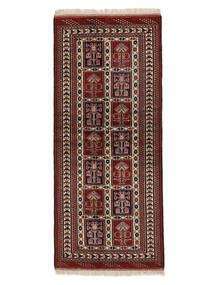 81X189 Koberec Turkaman Orientální Běhoun Černá/Tmavě Červená (Vlna, Persie/Írán) Carpetvista