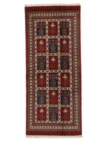 84X197 Turkaman Orientalisk Hallmatta Svart/Brun (Ull, Persien/Iran) Carpetvista
