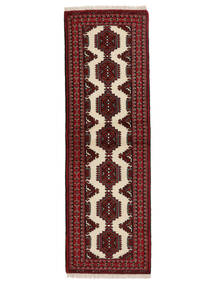 Koberec Orientální Turkaman 62X194 Běhoun Černá/Tmavě Červená (Vlna, Persie/Írán)