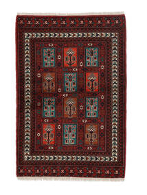  Persischer Turkaman Teppich 89X129 Schwarz/Dunkelrot (Wolle, Persien/Iran)