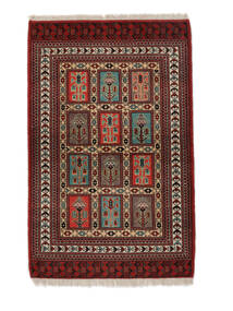 Tappeto Persiano Turkaman 84X130 Nero/Rosso Scuro (Lana, Persia/Iran)